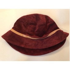 Coach Mujers Burgundy Suede Leather  Bucket Crusher Hat Discontinued. SZ M/L  eb-71151884